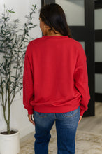 Load image into Gallery viewer, Sweet with a Side Eye Drop Shoulder Pullover in True Red
