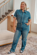 Load image into Gallery viewer, Sylvia Short Sleeve Denim Jumpsuit
