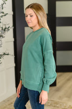 Load image into Gallery viewer, Talk Cozy to Me Stepped Hem Pullover in Dark Green

