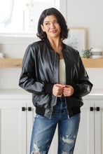 Load image into Gallery viewer, This Is It Faux Leather Bomber Jacket In Black
