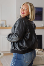 Load image into Gallery viewer, This Is It Faux Leather Bomber Jacket In Black
