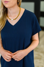 Load image into Gallery viewer, Top Shelf Basic V-Neck Ribbed Tee in Navy
