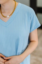 Load image into Gallery viewer, Top Shelf Basic V-Neck Ribbed Tee in Sky Blue
