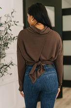 Load image into Gallery viewer, Travel Destination Cowl Neck Pullover in Chocolate
