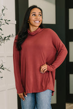 Load image into Gallery viewer, Travel Destination Cowl Neck Pullover in Wine
