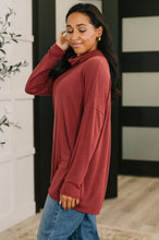Load image into Gallery viewer, Travel Destination Cowl Neck Pullover in Wine
