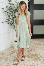 Load image into Gallery viewer, Twirl Me Softly Flutter Sleeve Dress in Sage
