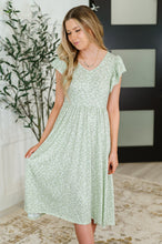 Load image into Gallery viewer, Twirl Me Softly Flutter Sleeve Dress in Sage
