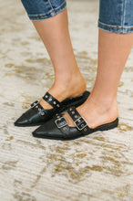 Load image into Gallery viewer, Usual Pointy Toe Double Buckle Flat in Black
