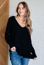 Load image into Gallery viewer, V-Neck Front Seam Sweater in Black
