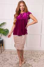 Load image into Gallery viewer, Velveteen Queen Blouse in Magenta
