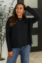 Load image into Gallery viewer, Wander &amp; Rest Cable Ribbed Knit Drop Shoulder Top in Black
