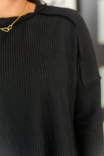 Load image into Gallery viewer, Wander &amp; Rest Cable Ribbed Knit Drop Shoulder Top in Black
