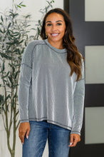 Load image into Gallery viewer, Wander &amp; Rest Cable Ribbed Knit Drop Shoulder Top in Black/White

