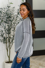 Load image into Gallery viewer, Wander &amp; Rest Cable Ribbed Knit Drop Shoulder Top in Black/White
