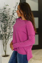 Load image into Gallery viewer, Wander &amp; Rest Cable Ribbed Knit Drop Shoulder Top in Plum
