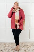 Load image into Gallery viewer, Wanderlust Wrap Oversized Plaid Fringe Scarf in Light Brown
