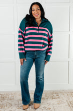 Load image into Gallery viewer, Well Situated Striped Quarter Zip Sweater in Green and Pink
