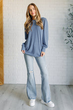 Load image into Gallery viewer, When the Sun Goes Down Mineral Wash Ribbed Knit Top in Vintage Denim
