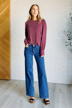 Load image into Gallery viewer, When the Sun Goes Down Mineral Wash Ribbed Knit Top in Wine
