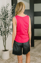 Load image into Gallery viewer, Whisper Trim Detailed V-Neck Tank in Hot Pink
