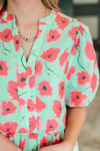 Load image into Gallery viewer, Wildflower Waltz Gathered Tier Dress in Mint
