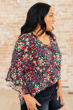 Load image into Gallery viewer, Willow Bell Sleeve Top in Black Multi Ditsy Floral
