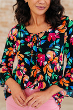 Load image into Gallery viewer, Willow Bell Sleeve Top in Black and Emerald Floral
