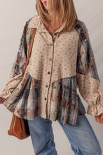 Load image into Gallery viewer, LDC Boho Floral Plaid Patchwork Distressed Shacket
