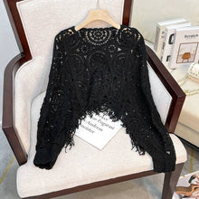 Load image into Gallery viewer, Crosa - Vintage Hollow Knit Batwing Sweater
