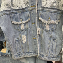 Load image into Gallery viewer, Sheer Floral Lightweight Embroidered Lace Denim Jacket
