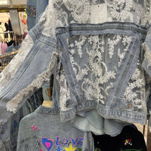 Load image into Gallery viewer, Sheer Floral Lightweight Embroidered Lace Denim Jacket
