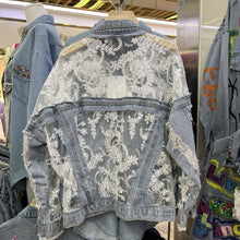 Load image into Gallery viewer, Sheer Floral Lightweight Embroidered Lace Denim Jacket
