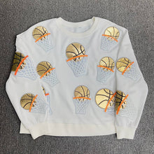 Load image into Gallery viewer, Basketball sequin embroidered overfit long sleeve sweatshirt
