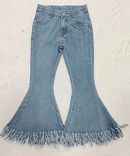 Load image into Gallery viewer, Baby Girls Light Blue Tassel Denim Bell Pants
