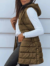 Load image into Gallery viewer, Solid color hooded zip-up cotton vest_CWOCASL00104
