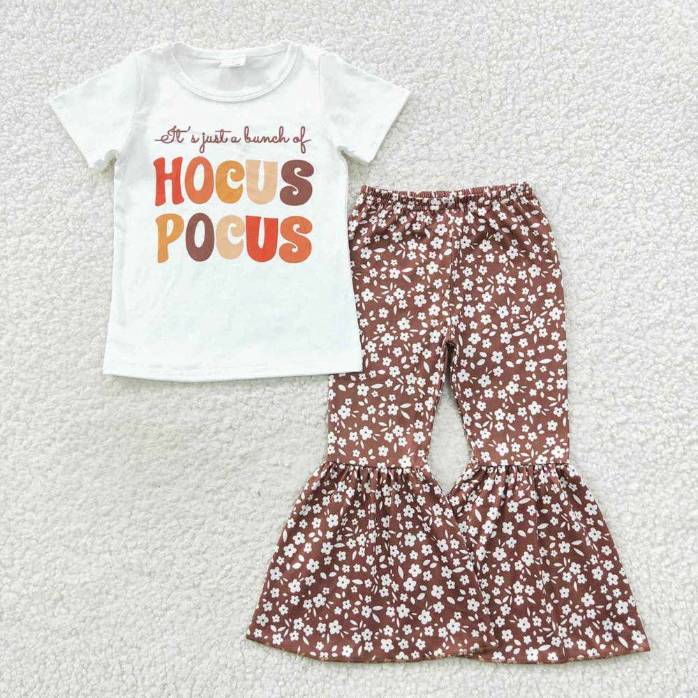 Baby Girls Witches Tee Shirts Top Flowers Bell Pants Clothes