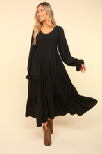 Load image into Gallery viewer, Smocking Maxi Woven Dress with Side Pockets in Black
