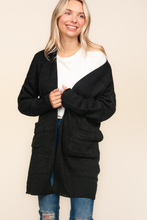 Load image into Gallery viewer, Stripe Textured Open Cardigan with Pockets in Black
