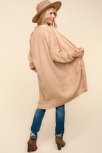 Load image into Gallery viewer, Stripe Textured Open Cardigan with Pockets in Taupe
