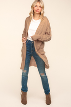 Load image into Gallery viewer, Stripe Textured Open Cardigan with Pockets in Taupe
