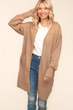 Load image into Gallery viewer, Stripe Textured Open Cardigan with Pockets in Taupe
