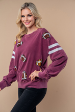 Load image into Gallery viewer, Sequin Football Long Sleeve Knit Top
