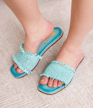 Load image into Gallery viewer, Juana Woven Sandals in Aqua Blue
