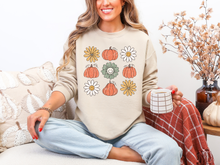 Load image into Gallery viewer, Pumpkin Flowers Retro Sweatshirt

