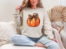 Load image into Gallery viewer, Pumpkin Leopard Bow Sweatshirt
