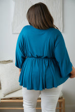 Load image into Gallery viewer, Storied Moments Draped Peplum Top in Teal
