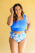 Load image into Gallery viewer, Bermuda Button Up Swim Top and Floral Swim Bottoms
