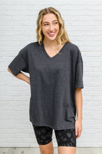 Load image into Gallery viewer, Boxy V Neck Boyfriend Tee In Charcoal
