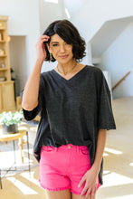 Load image into Gallery viewer, Boxy V Neck Boyfriend Tee In Charcoal
